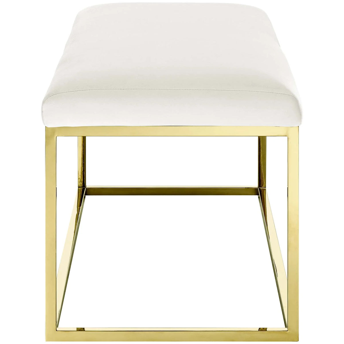 Gold Ivory Velvet Accent Chair Bench F85148