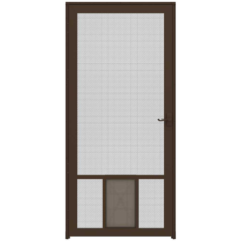 Brown Aluminum Hinged Screen Door T646111