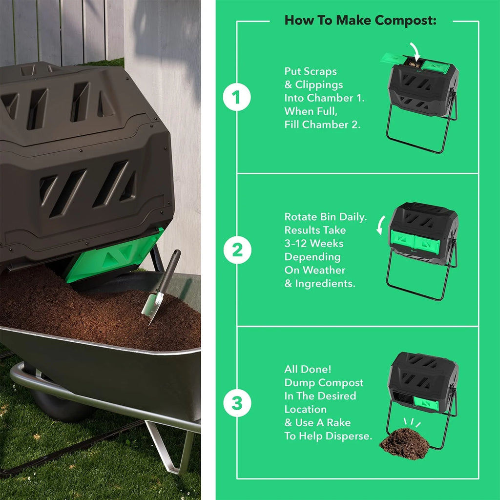 Dual Chamber 42 gal Outdoor Compost Bin V768