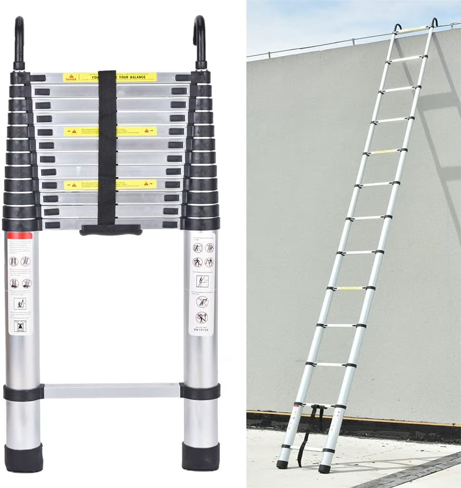 Aluminium Extension Telescopic Ladder with Stand-Off Hook Kit M1373