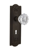 Crystal Glass Door Knob with Keyhole Privacy, Oil-Rubbed Bronze G194