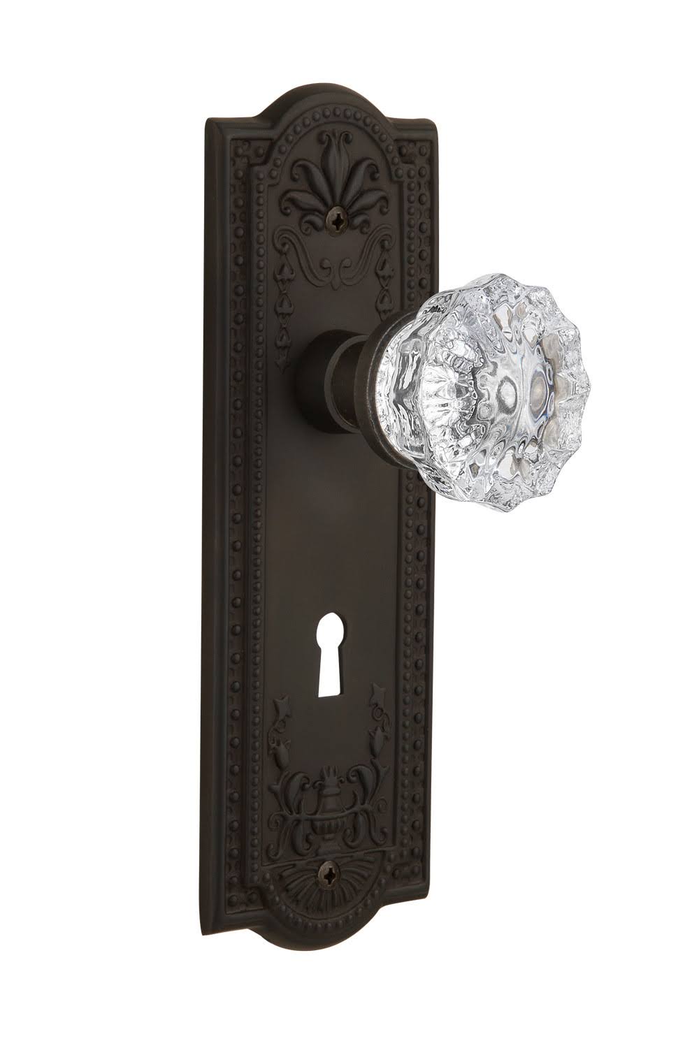 Crystal Glass Door Knob with Keyhole Privacy, Oil-Rubbed Bronze G194