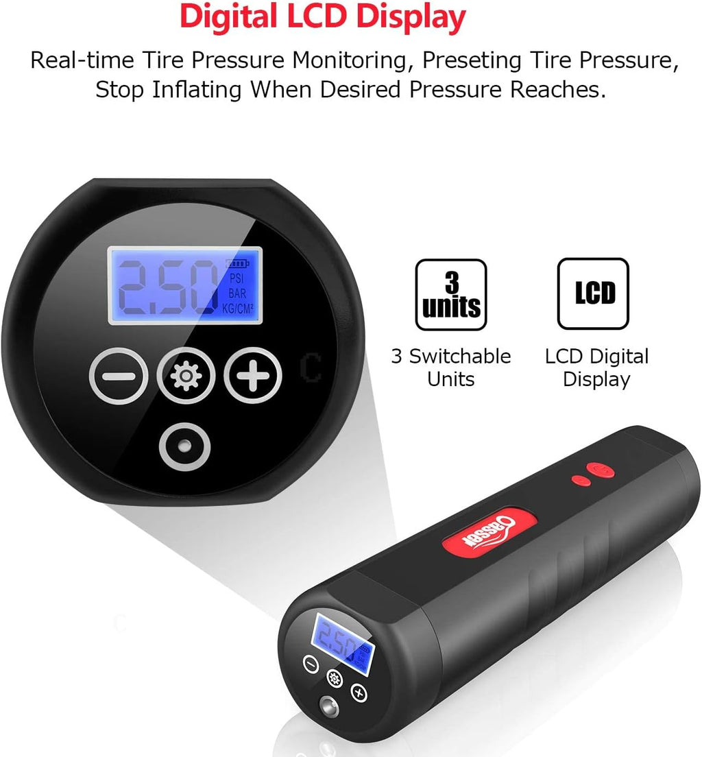Portable Mini Air Inflator Tire Pump with Digital LCD W547