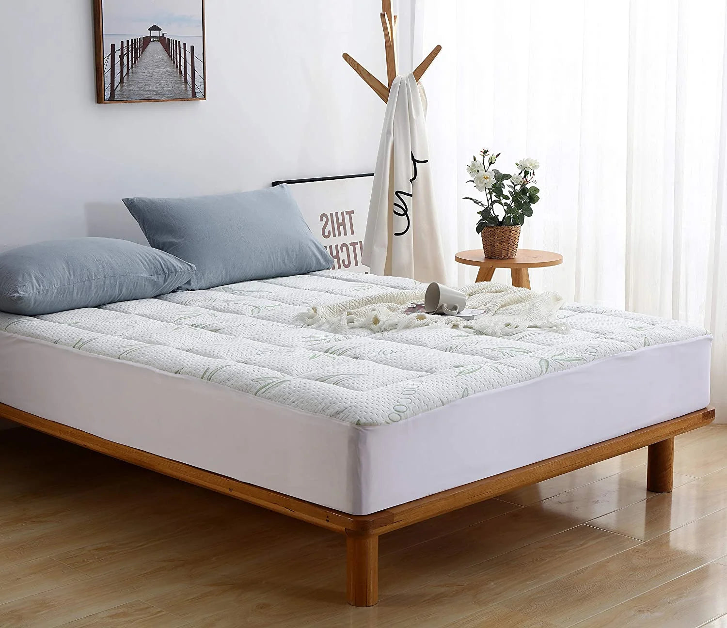 Green Full Bamboo Mattress Pad B277