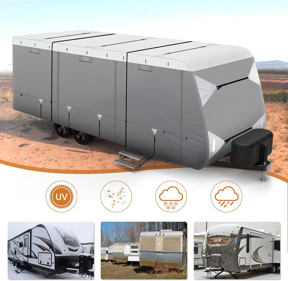 Waterproof Travel Trailer RV Cover with Cotton Lining K21137