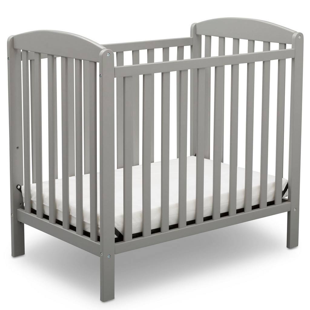 Mini Convertible Baby Crib with Mattress in Grey B24057