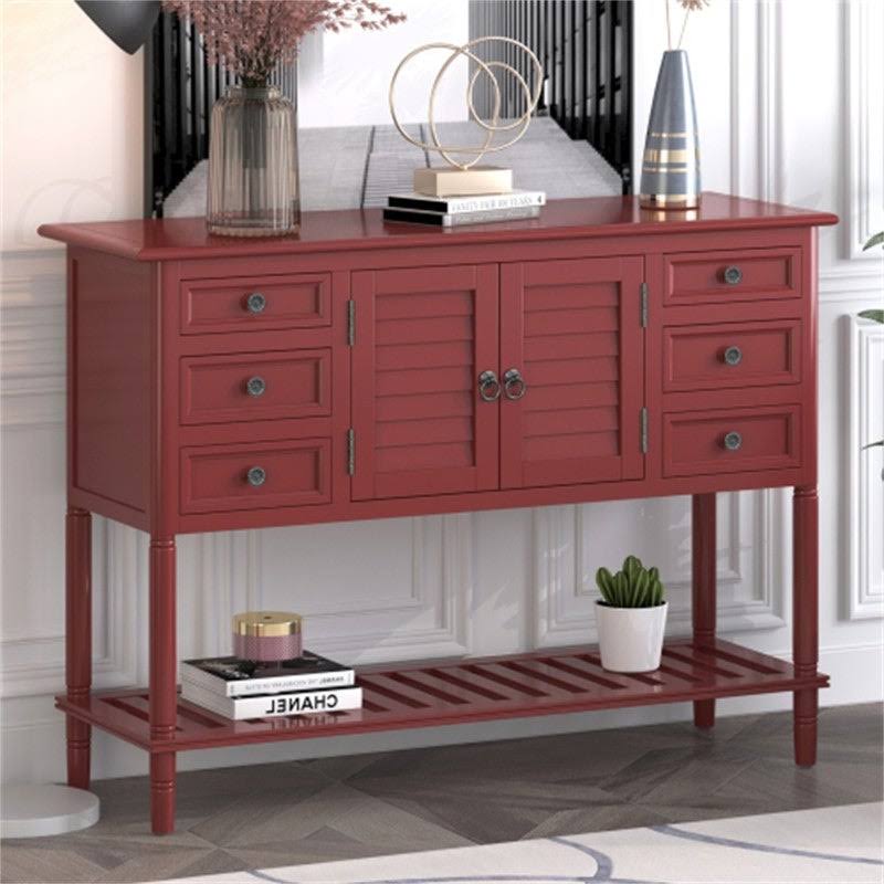 Clear Console Table with 6 Drawers and 1 Shelf U9083