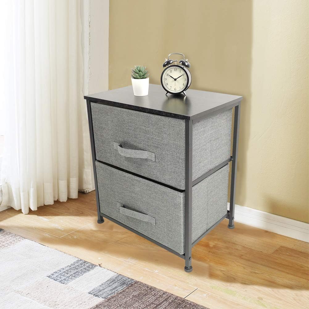Gray 2 Drawer Fabric Storage Dresser V4702
