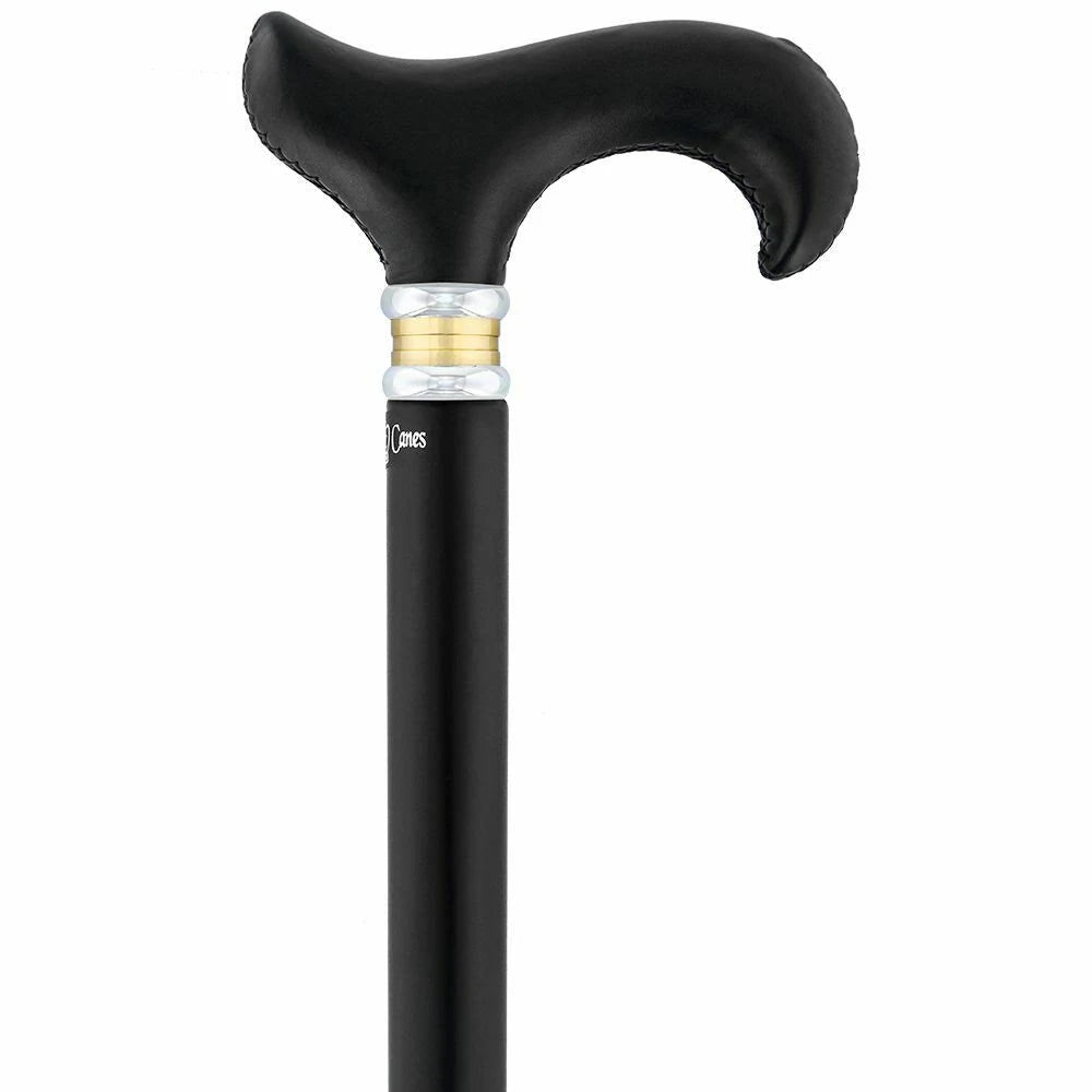 Silver 925r Fritz Leaves Handle Walking Cane with Black Beechwood Shaft and Collar L8225