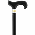 Silver 925r Fritz Leaves Handle Walking Cane with Black Beechwood Shaft and Collar L8225
