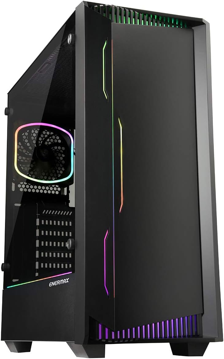 Mid Tower Gaming PC Case with Tempered Glass and Pre-Installed Fans G76413