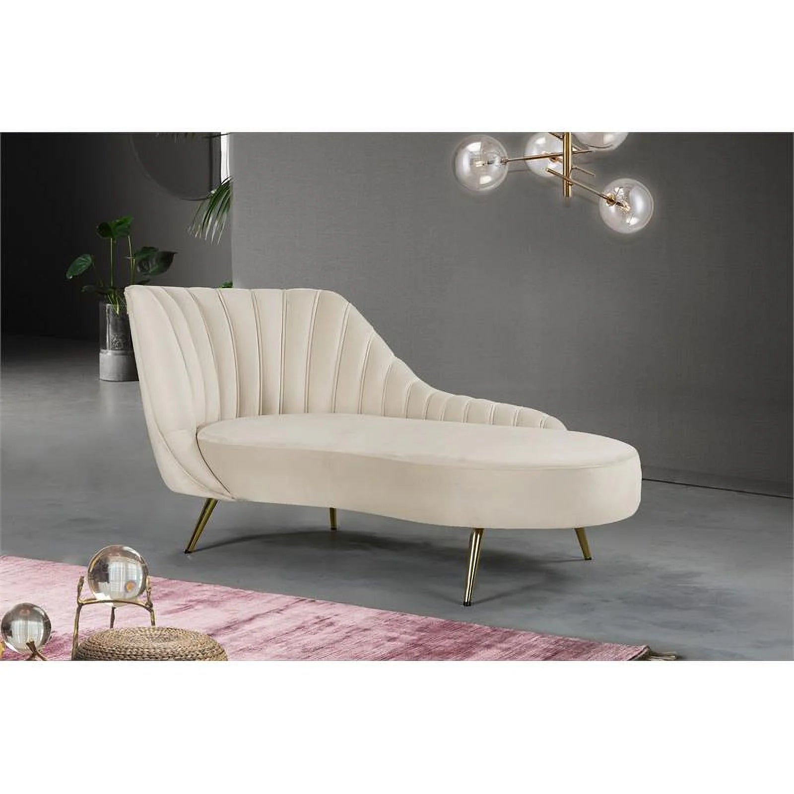 Cream and Gold 3-Piece Accent Chair Chaise and Sofa Set F788
