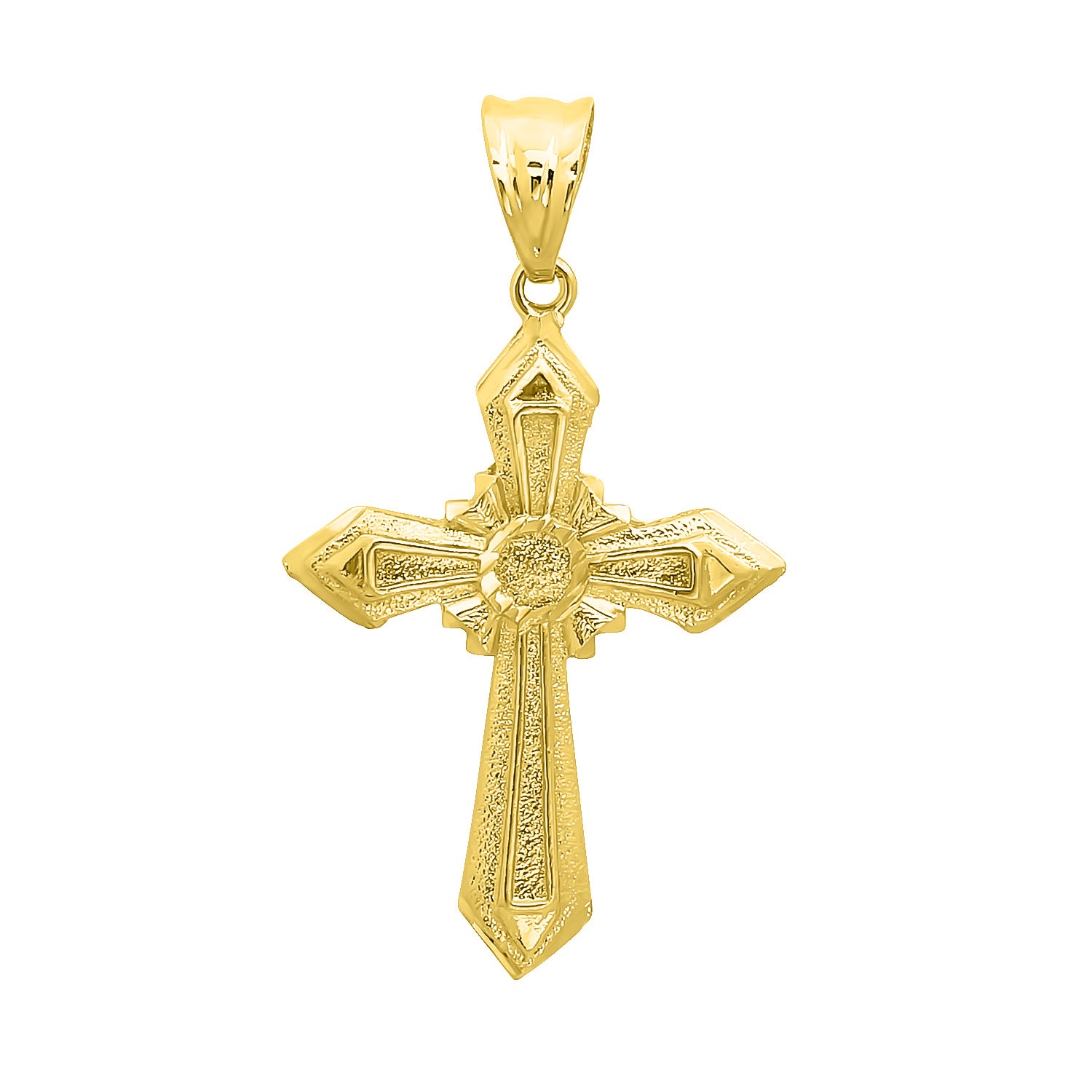 14K Gold Plated Natal Cross Pendant with 30" Curb Chain Necklace Set D899766