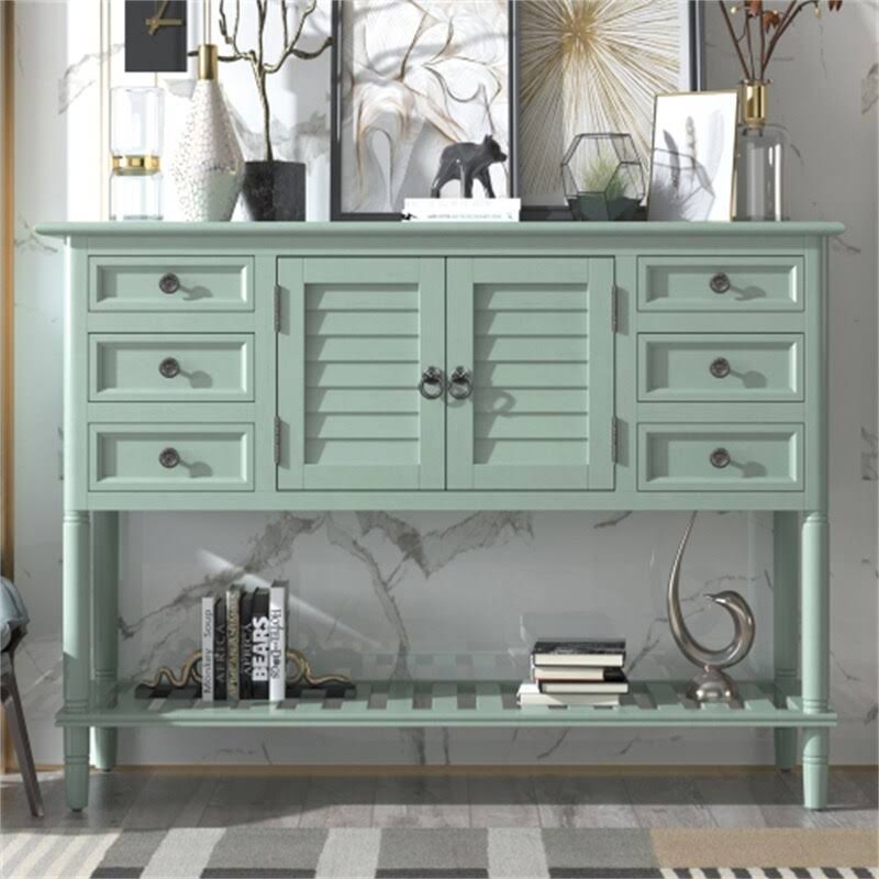 Clear Console Table with 6 Drawers and 1 Shelf U9083