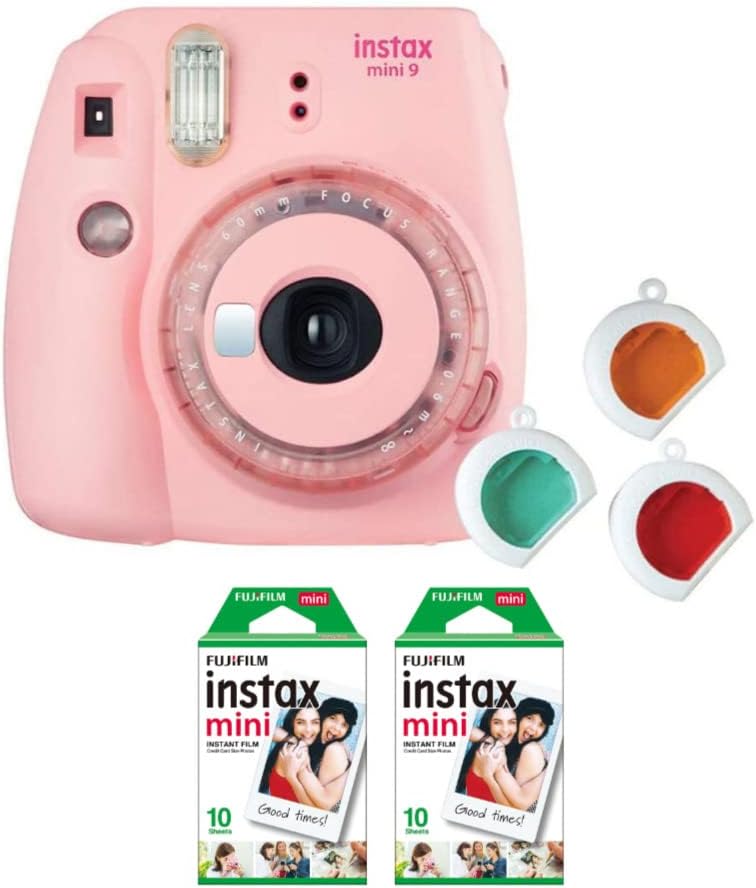 Flamingo Pink Instant Camera and 20 Exposures Film Twin Pack Bundle K6133