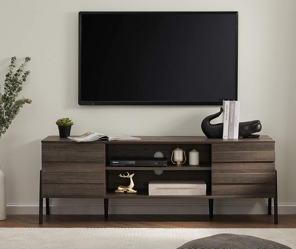 Mid-Century Modern TV Stand for TVs up to 65 Inch Wood TV Console Storage Cabinet with Shelf K25924