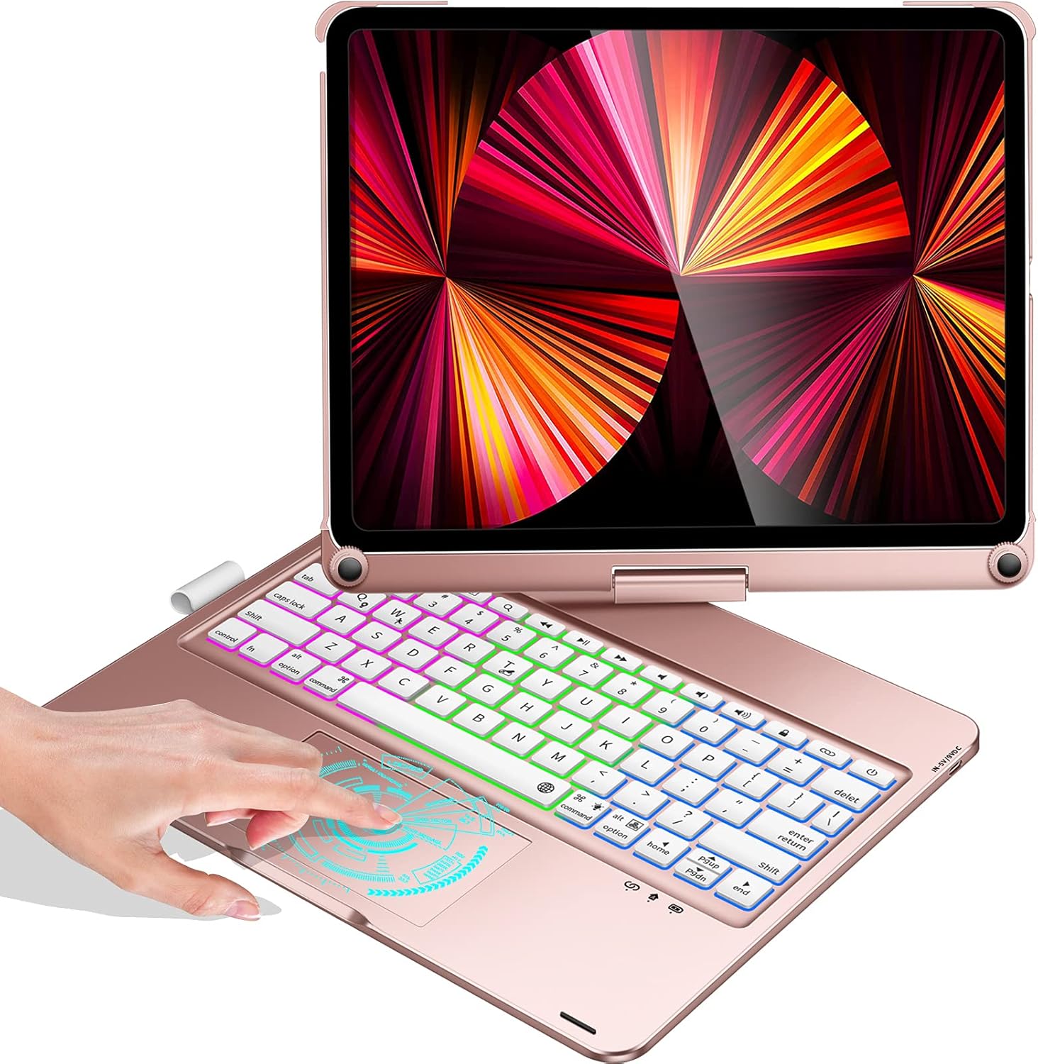 iPad Pro 11 inch Case with Keyboard and Pencil Holder - Rose Gold D526