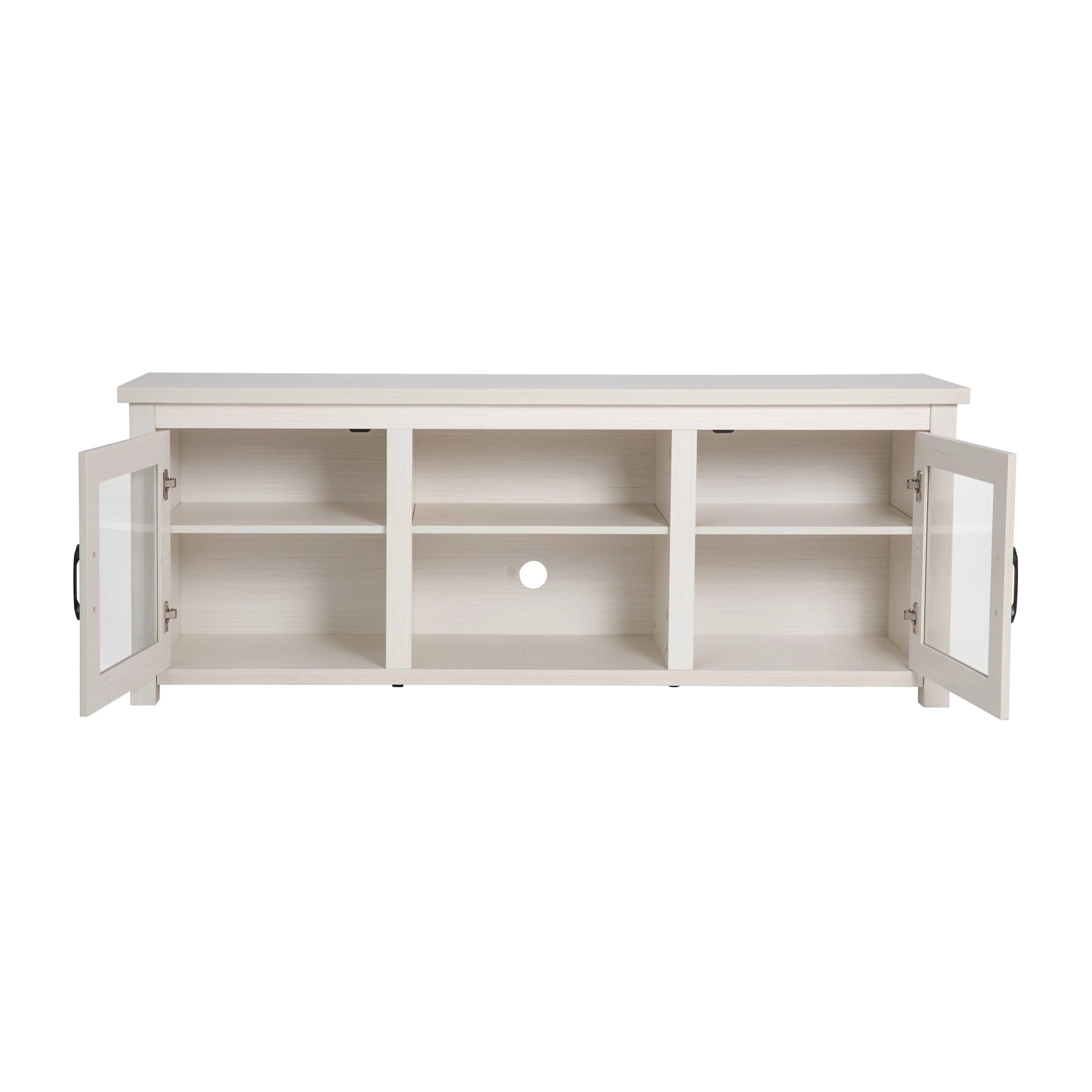 White Wash 65" TV Stand with Glass Doors and 3 Shelves V453235