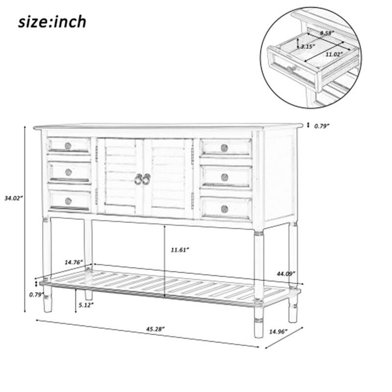Clear Console Table with 6 Drawers and 1 Shelf U9083