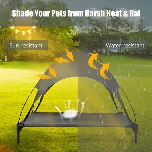Portable Elevated Outdoor Pet Bed with Removable Canopy Shade C7016