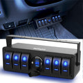 6 Gang Rocker Switch Panel with USB Charger Voltmeter, Pack of 2 J32373