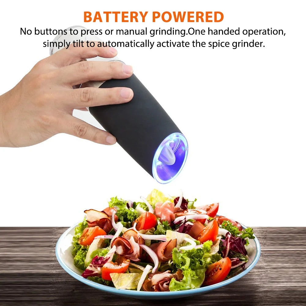 2Pcs Battery Powered Electric Pepper and Salt Grinders Set with LED Light E322