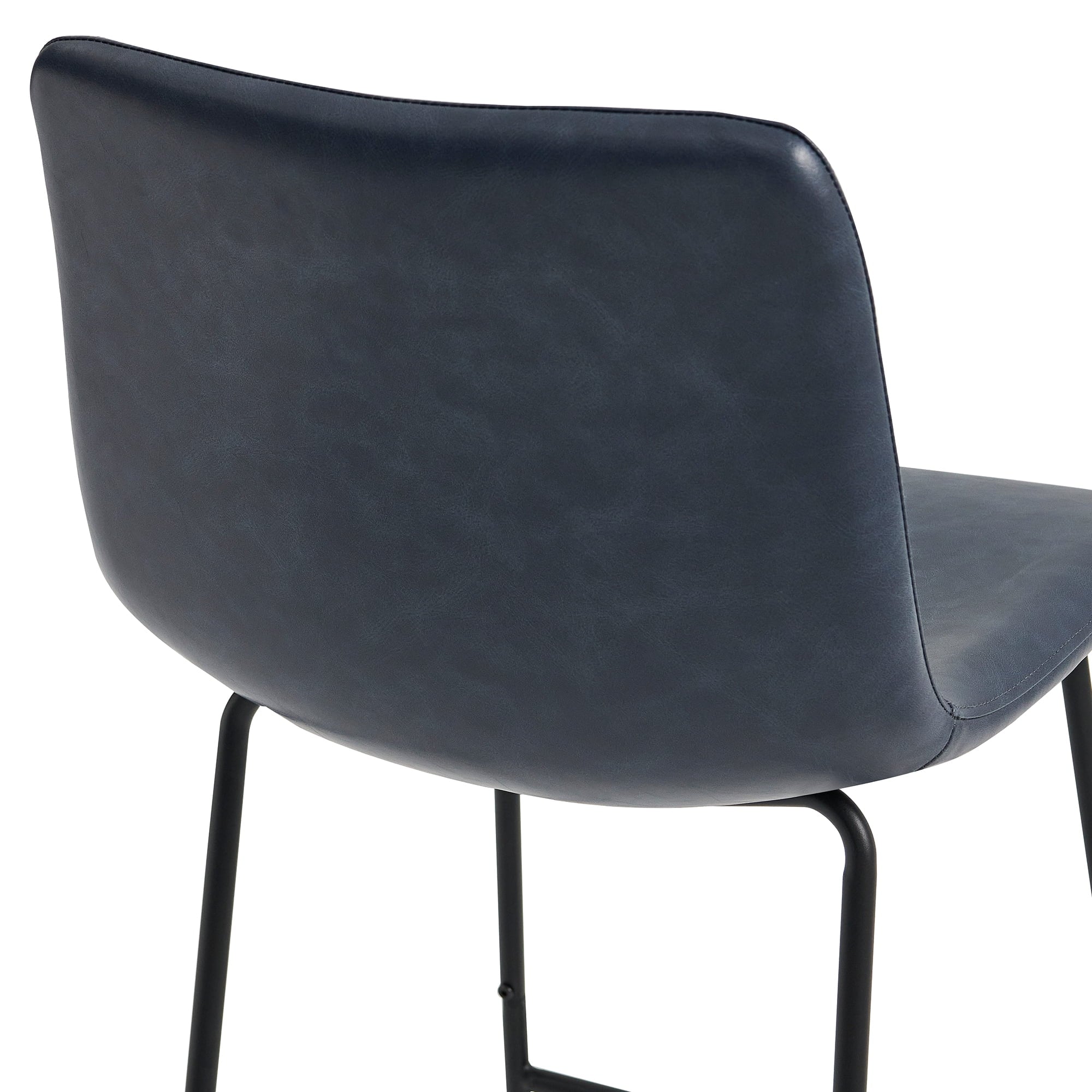 Navy Blue Faux Leather Counter Height Bar Stools, Set of 2 N6175