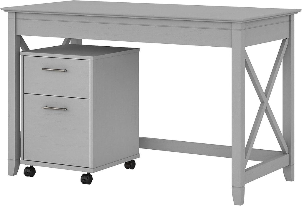 48W Dark Gray Hickory Writing Desk with 2 Drawer Mobile File Cabinet I690194