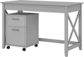 48W Dark Gray Hickory Writing Desk with 2 Drawer Mobile File Cabinet I690194