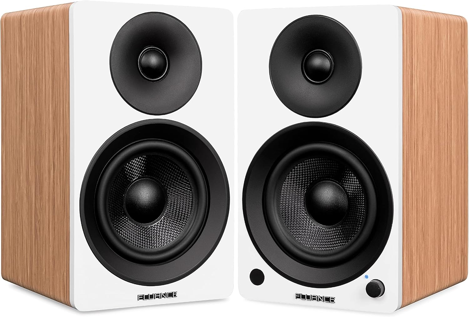 Powered 2-Way Stereo Bookshelf Speakers with 6.5 Drivers, 120W Amplifier (Natural Walnut) T763958
