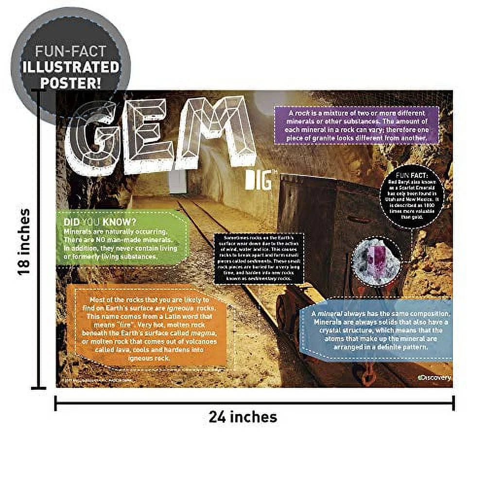 Gemstone Dig Stem Science Kit, Excavate 11 Real Gemstones Q407474