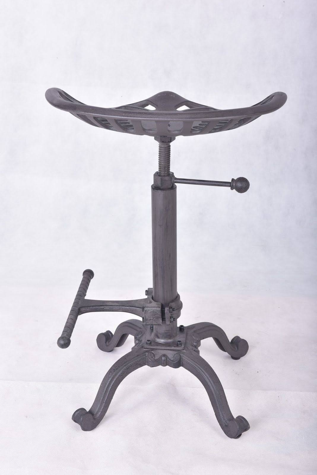 Rustic Industrial Farmhouse Tractor Seat Adjustable Bar Stool S7112