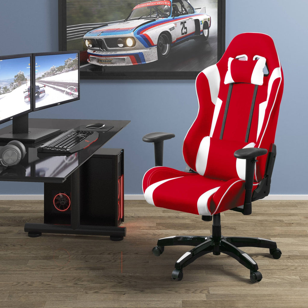 Bonded Leather, Fabric, and Mesh High-Back Ergonomic Gaming Chair B65635