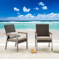 2Pcs Patio Armchair Set Metal Chair With Seat Cushions And Rattan Wicker Back Outdoor Furniture X51411