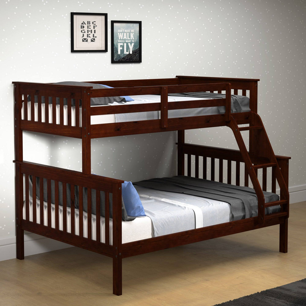 Dark Cappuccino Twin/Full Bunk Bed T9012