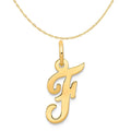 14K Yellow Gold Script Letter F Initial Pendant Charm With 10K Yellow Gold Rope Chain Necklace 20'' J5412