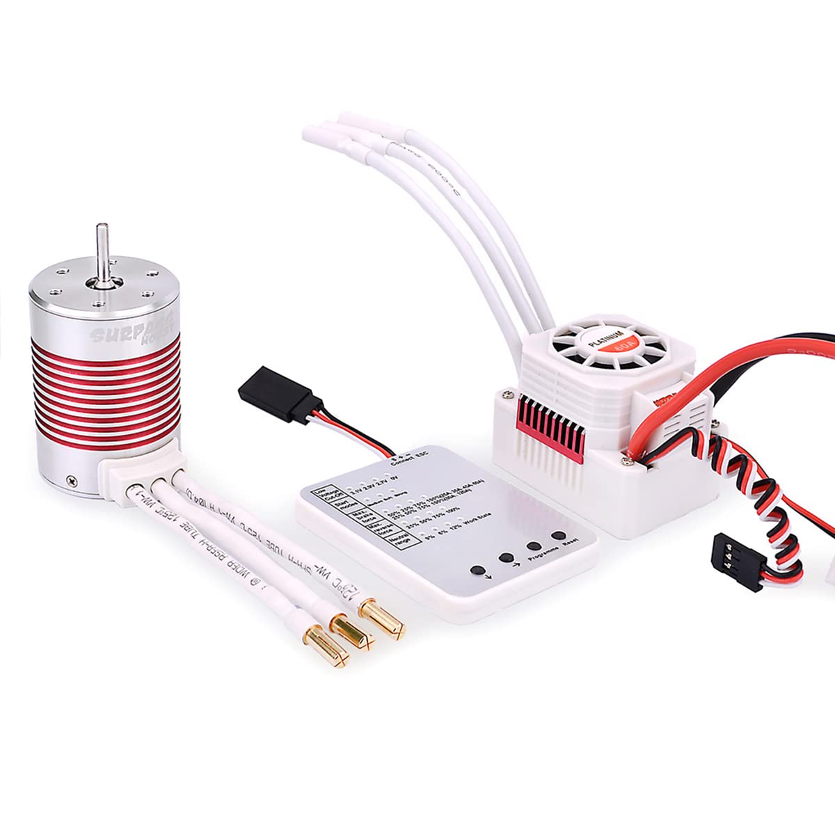 3650 3900kv Brushless Motor ESC with 60A ESC & Programming Card Combo for 1/10 RC Car Truck Pack of 2 N5621