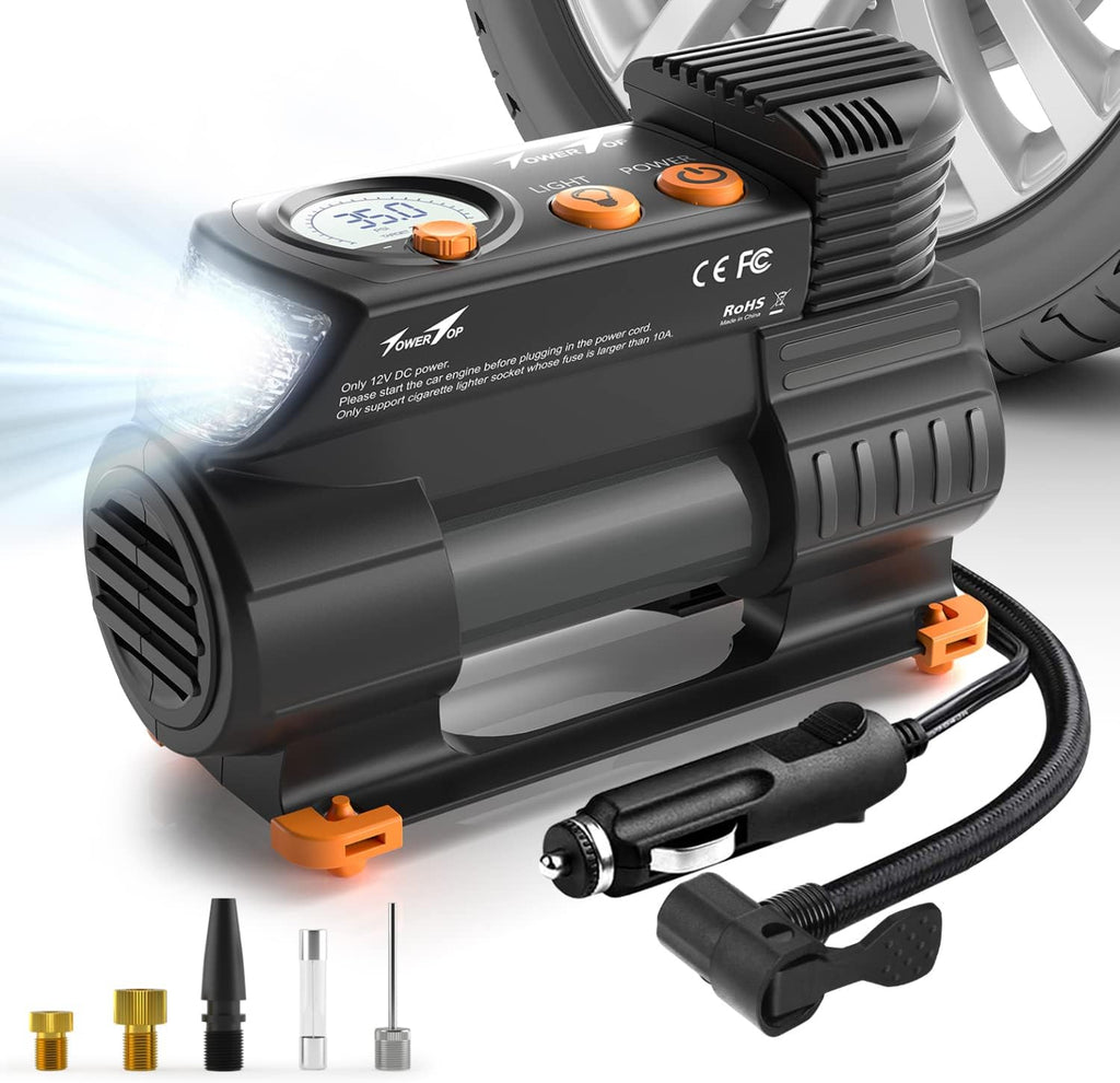 Portable 12V DC Air Pump with Digital Pressure Gauge O27099