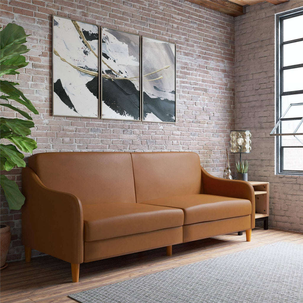 Camel Faux Leather Futon B17335