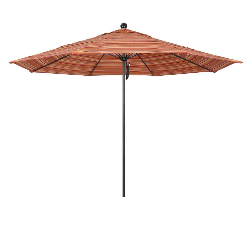 Stone Black Aluminum Market Patio Umbrella with Fiberglass Ribs V528194