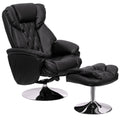 Black Leather Recliner and Ottoman Set V967481