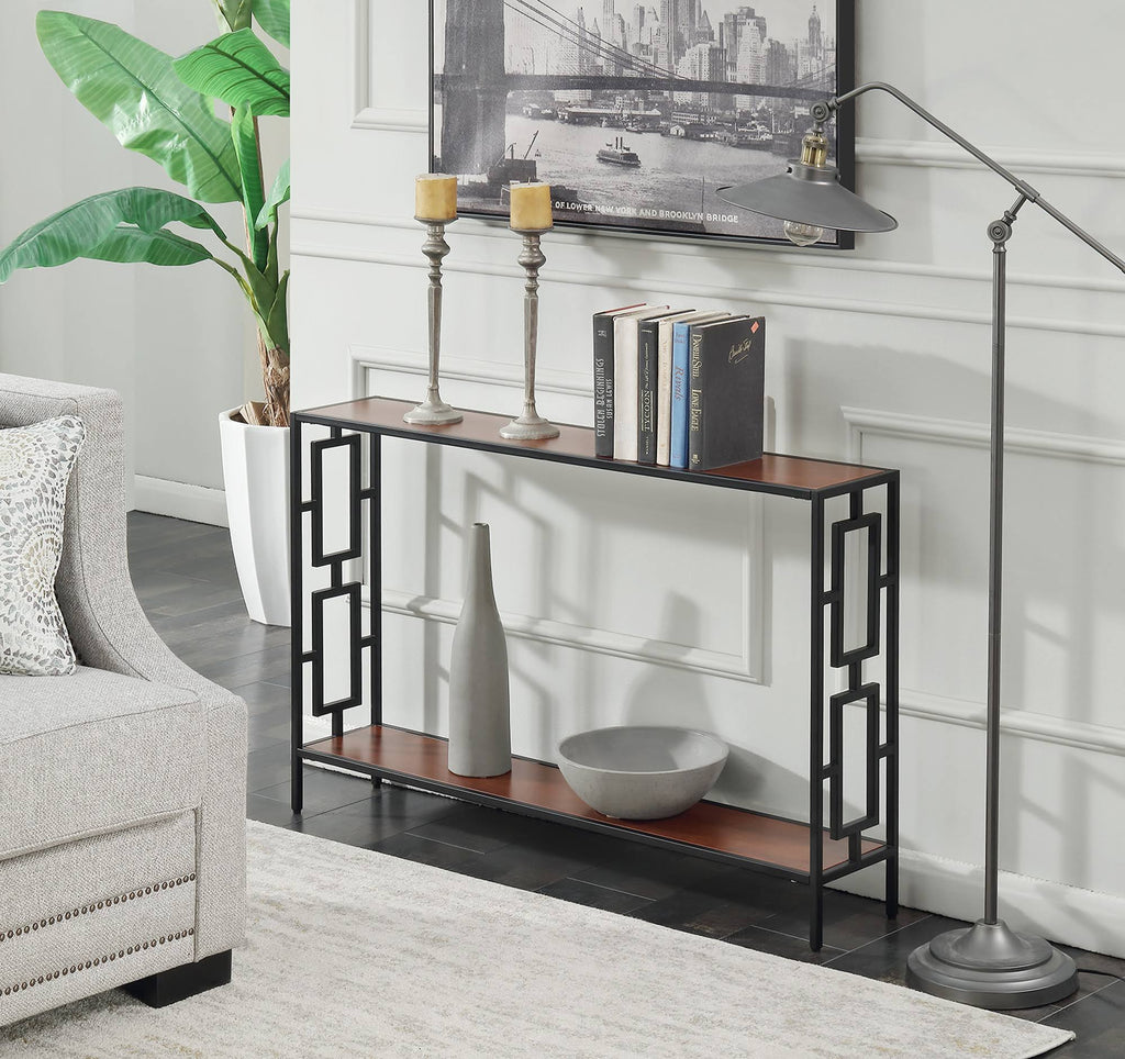 Metal Console Table, Cherry/Black R389987