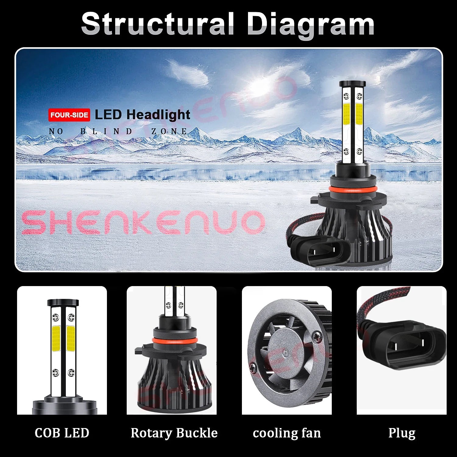 9005 H11 LED Headlight Bulbs 6x Bulbs Combo A86632