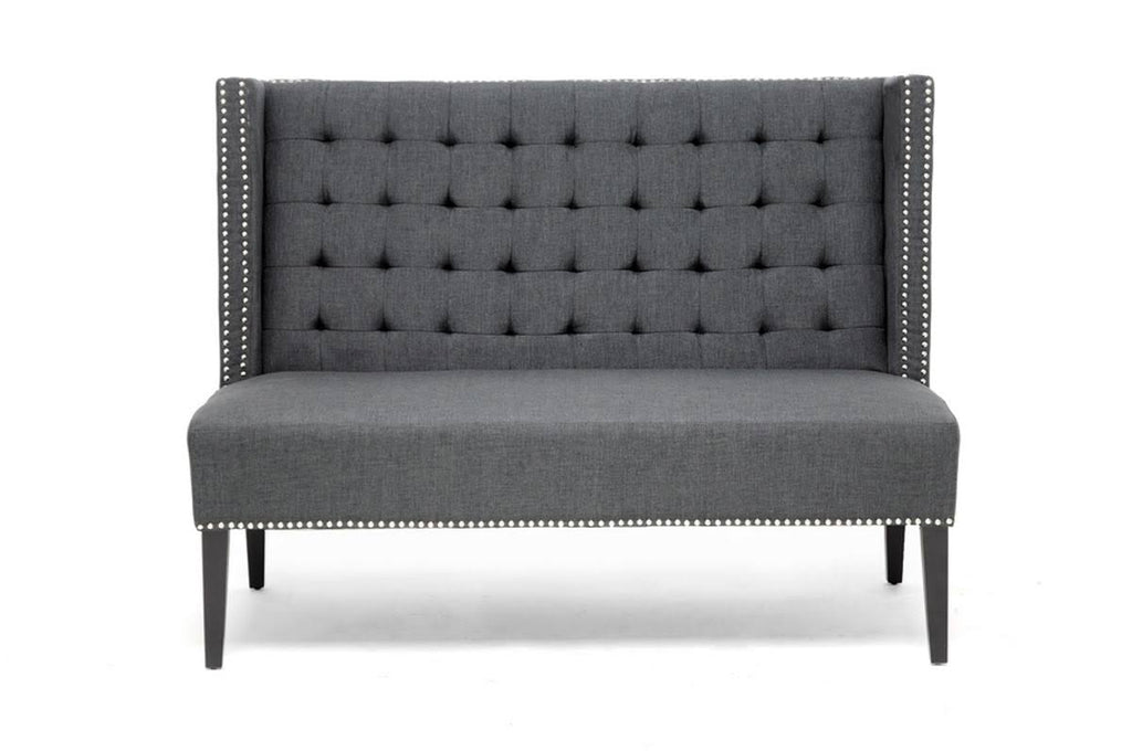 Gray Linen Banquette Bench L350862