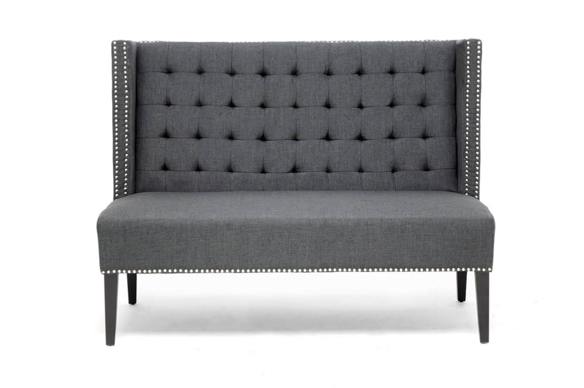 Gray Linen Banquette Bench L350862