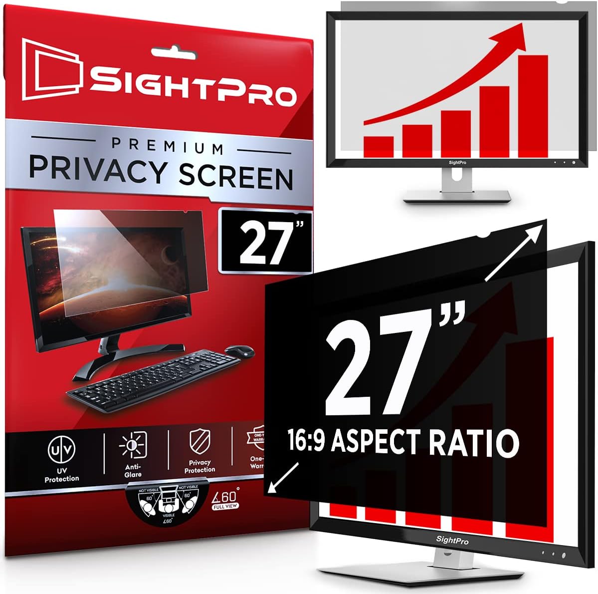 27 Inch Computer Privacy Screen Filter for 16:9 Widescreen Monitor, Pack of 2 R185612