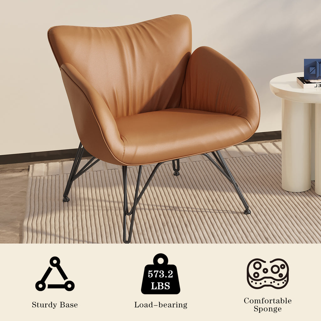 Orange Leather Accent Armchair J25025