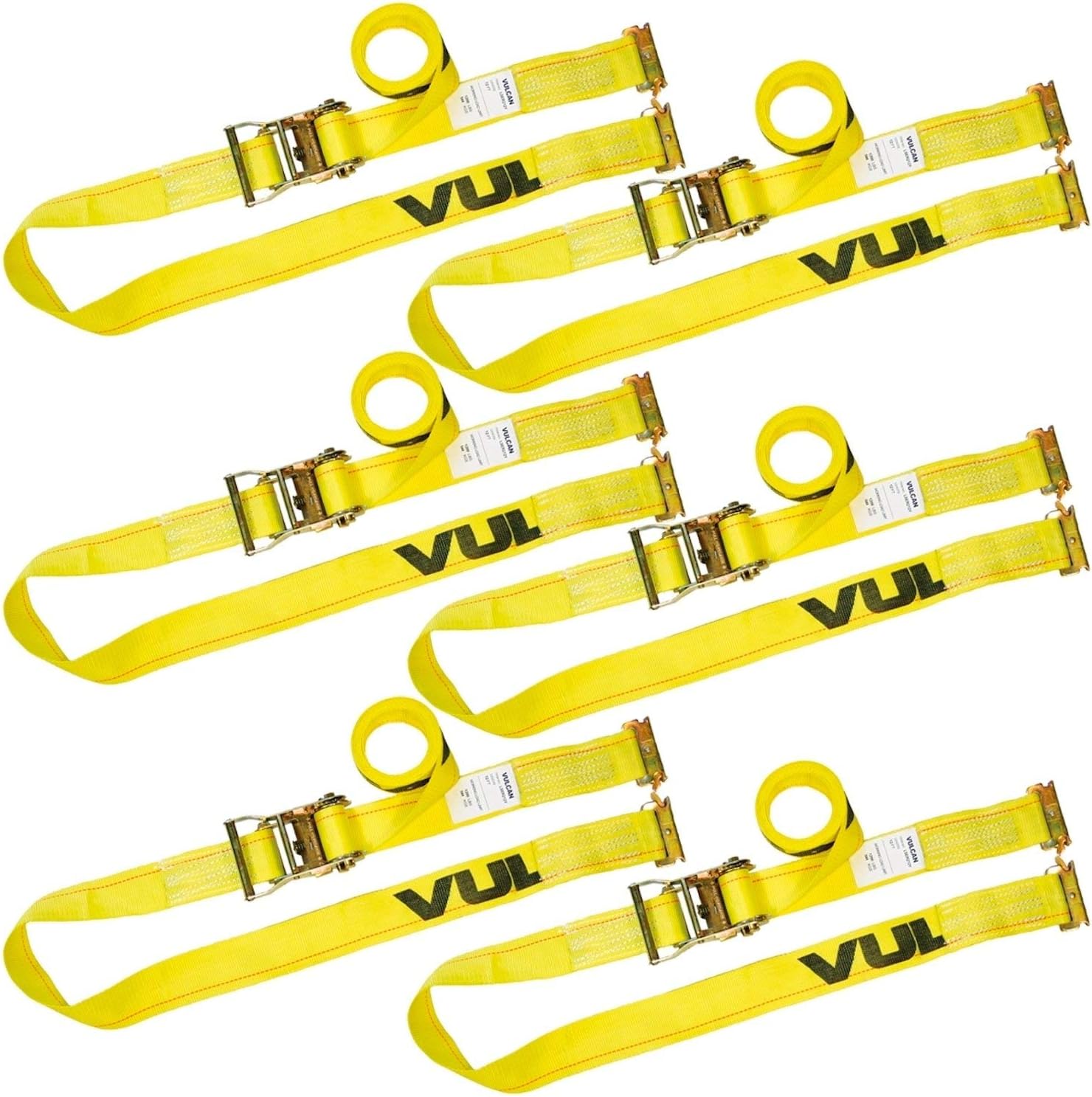 Ratchet Strap for E Track, 12 Foot, 6 Pack, Classic Yellow, 1,333 Pound Safe Working Load Z625