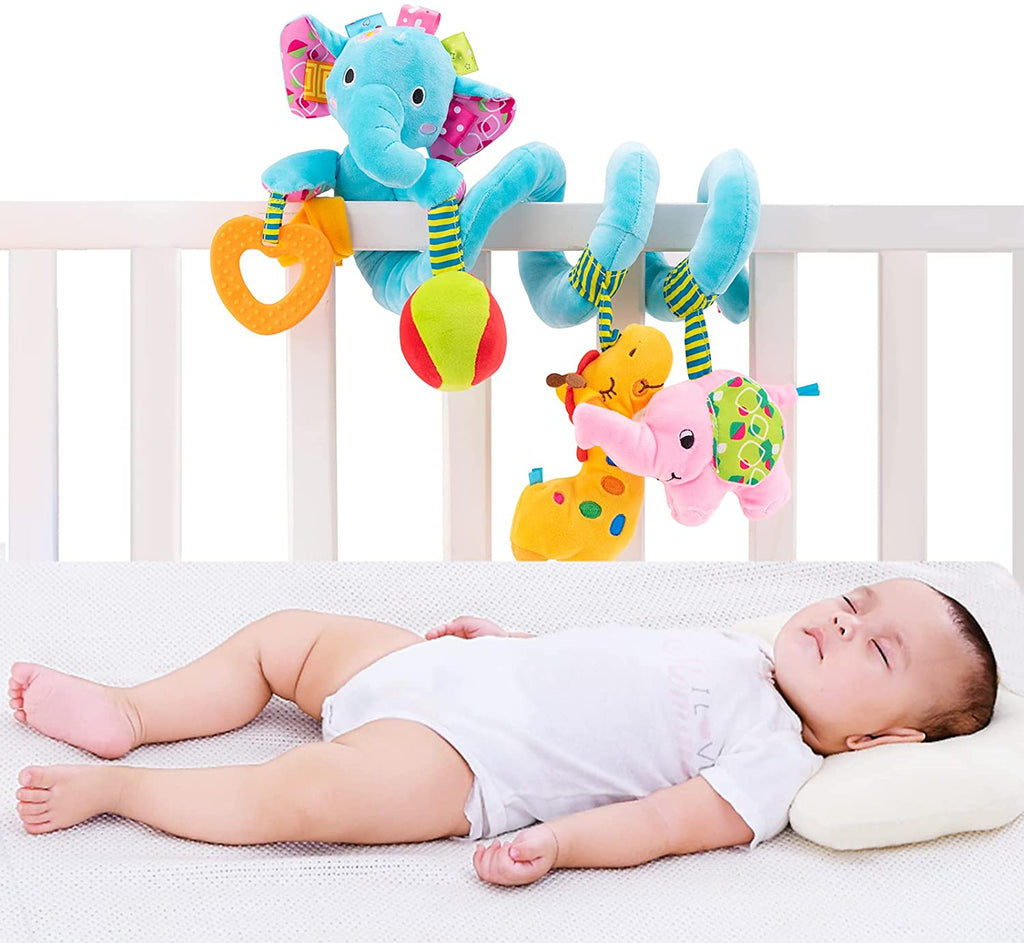 Blue Elephant Hanging Plush Rattle Crib Toy W963