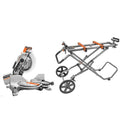 15 Amp 10 in. Dual Miter Saw with LED Cut Line Indicator with Universal Mobile Miter Saw Stand with Mounting Braces J433702